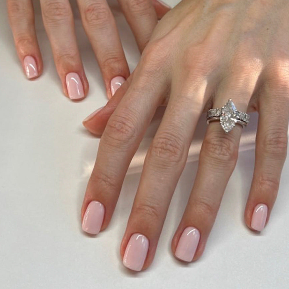 Red short square manicure classic solid color   ｜365nails