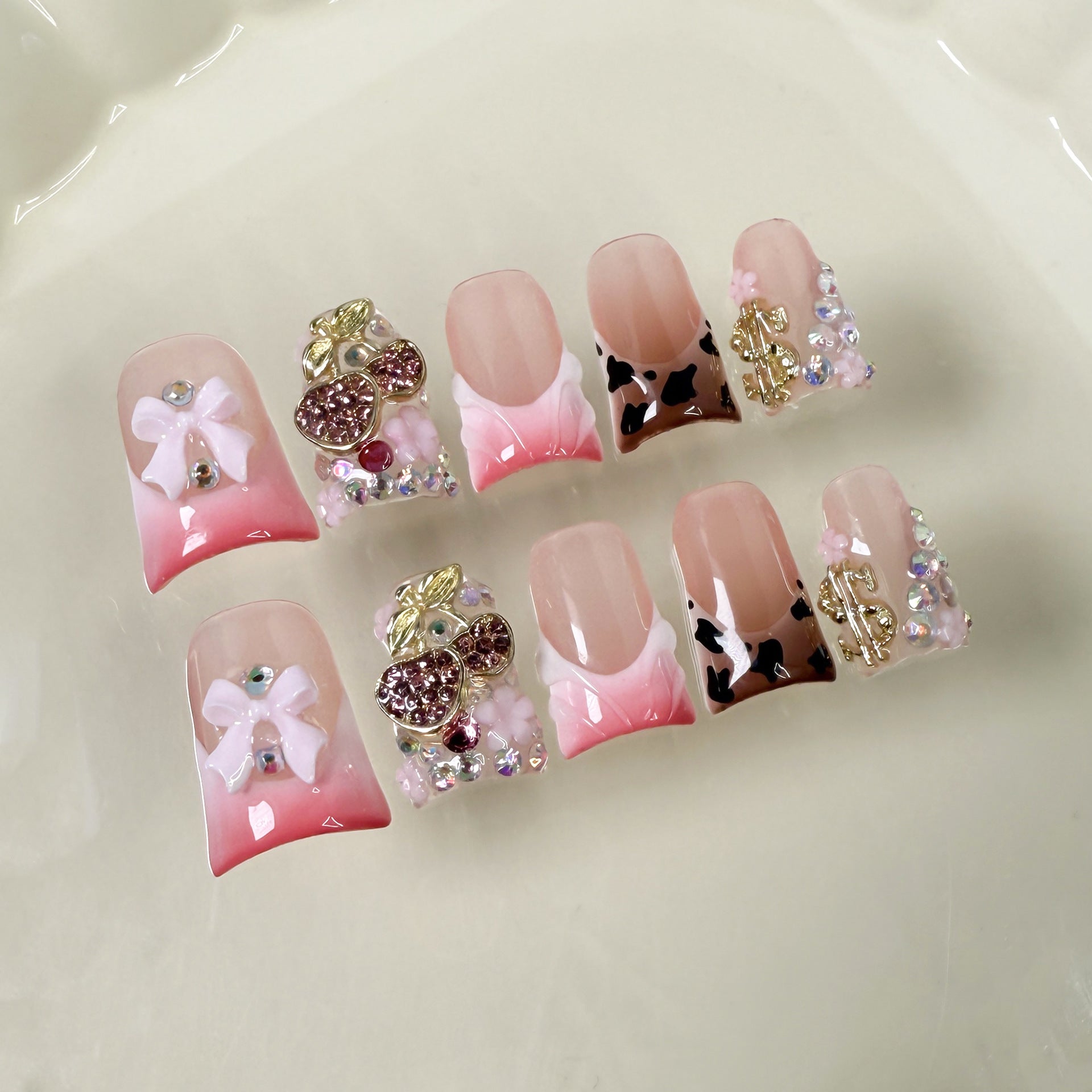 Pistola pulverizadora de uñas con efecto pico de pato, cambio gradual de hielo a través de manicura francesa en relieve, uña extraíble y portátil, totalmente hecha a mano | 365nails