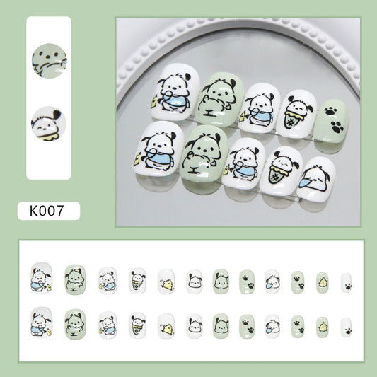 Scribbled puppy little yellow chicken super cute kids nails 24 pieces｜365nails