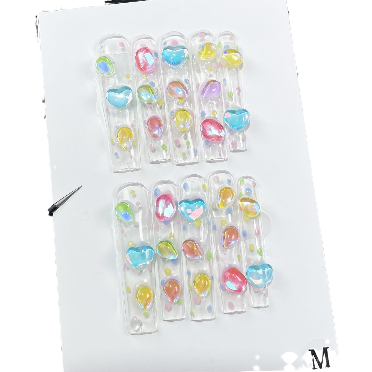 Macaron Ice Penetrating Handmade Press-on Nails   Super Long Water Pipe Nail Patch Wearable Nail Patch｜365nails