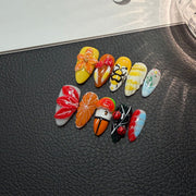 365nails: « Pop art d'été » – 3D fruit & personnage fait main ongles press-on forme amande