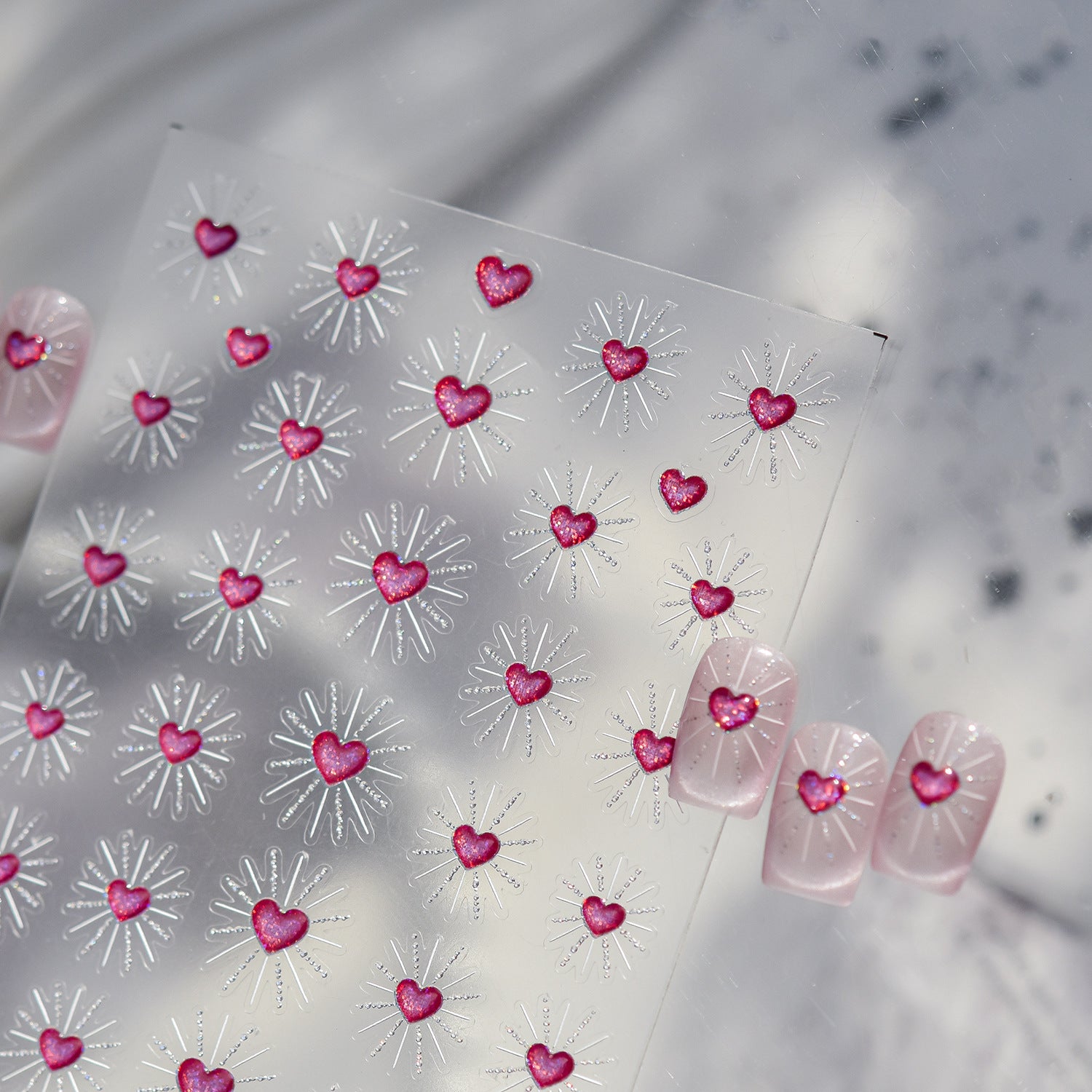 Pink Heart Sparkle – Romantic Sweet Nail Art Stickers