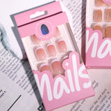 Short square French white explosion press-on nails