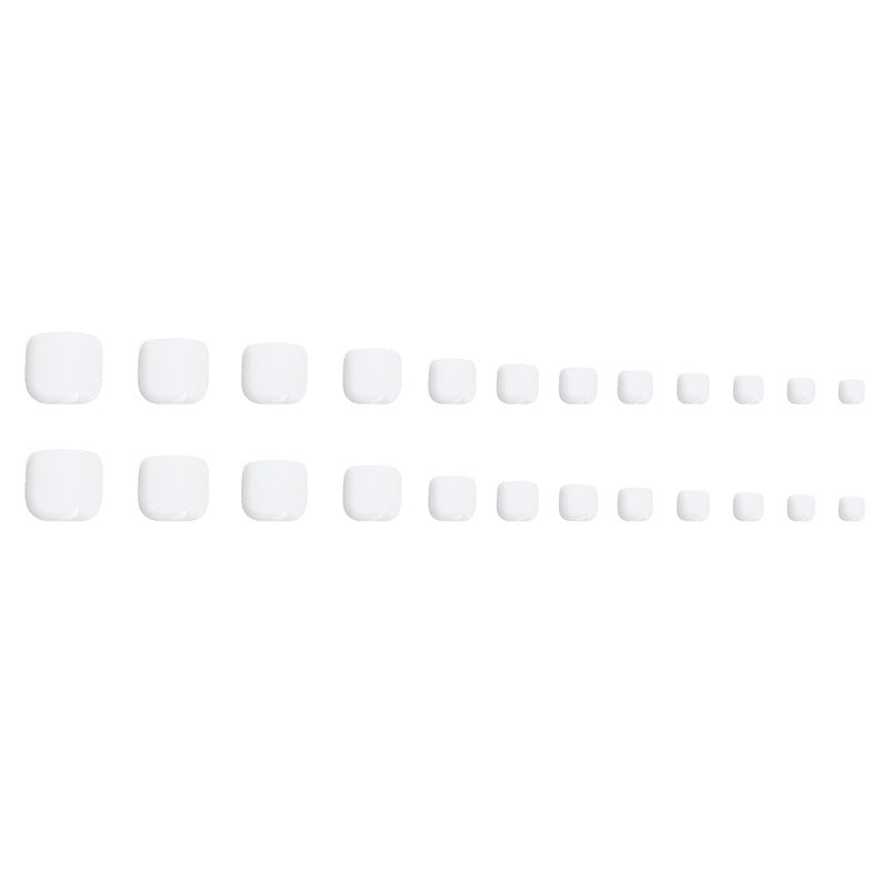 Uñas postizas blancas puras y simples, esmalte de uñas a presión, uñas postizas blancas brillantes, manicura portátil, 24 piezas en caja | 365nails