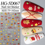 Happy Christmas Nail Art Sticker 5D Embossed Three-dimensional Snowman Santa DIY Nail Sticker Ornament HG