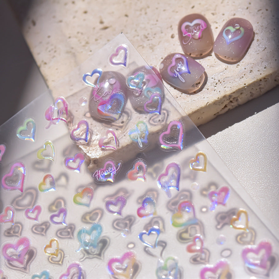 365nails: 홀로그램 하트 네일 아트 스티커
