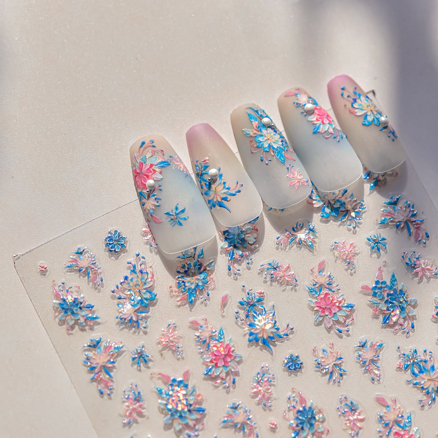 365nails : « Floral cristal holographique » – Autocollants pour ongles