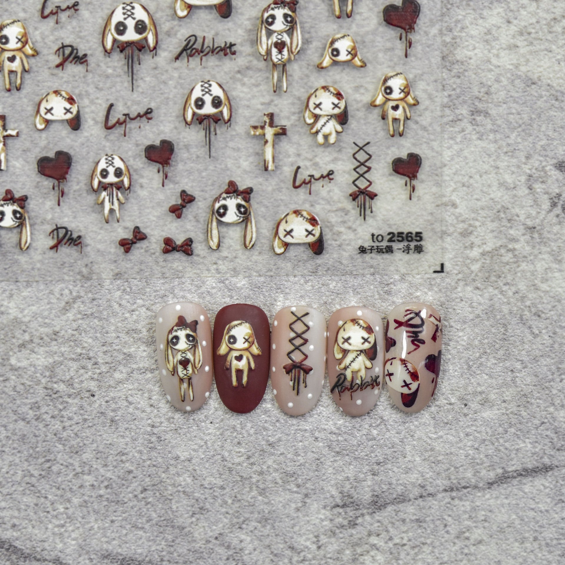 365nails: "Gothic Red Bow Bunny" – nail art stickers