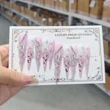 Pink Star Crystal Y2K Press On Nail Set