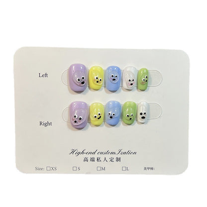 Handmade nail art short cartoon hand-painted cute wind fake nail finished nail art patch press-on nails wholesale｜365nails