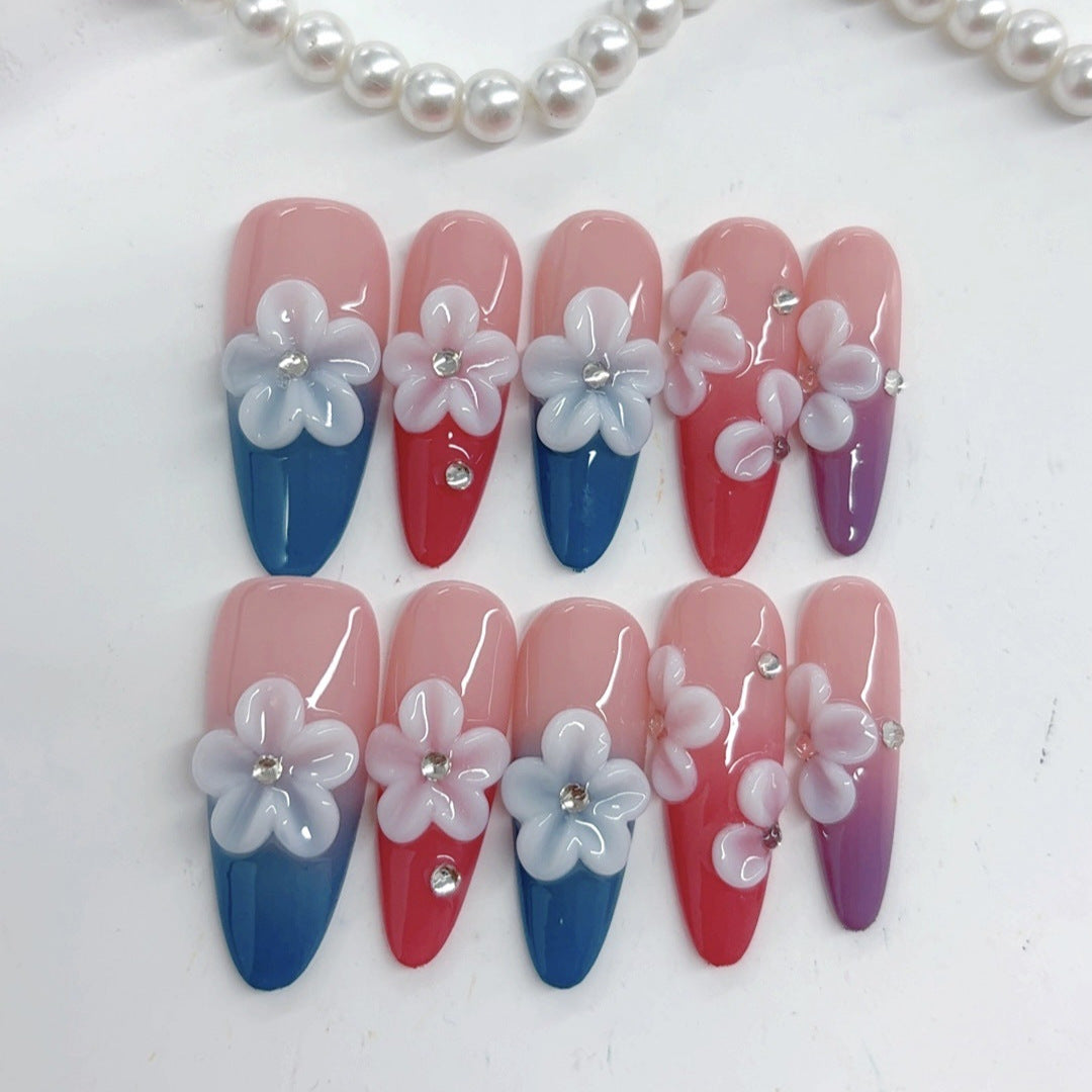 Blossom Dream: "Petal Whisper" – Gradient Almond Press-On Nails
