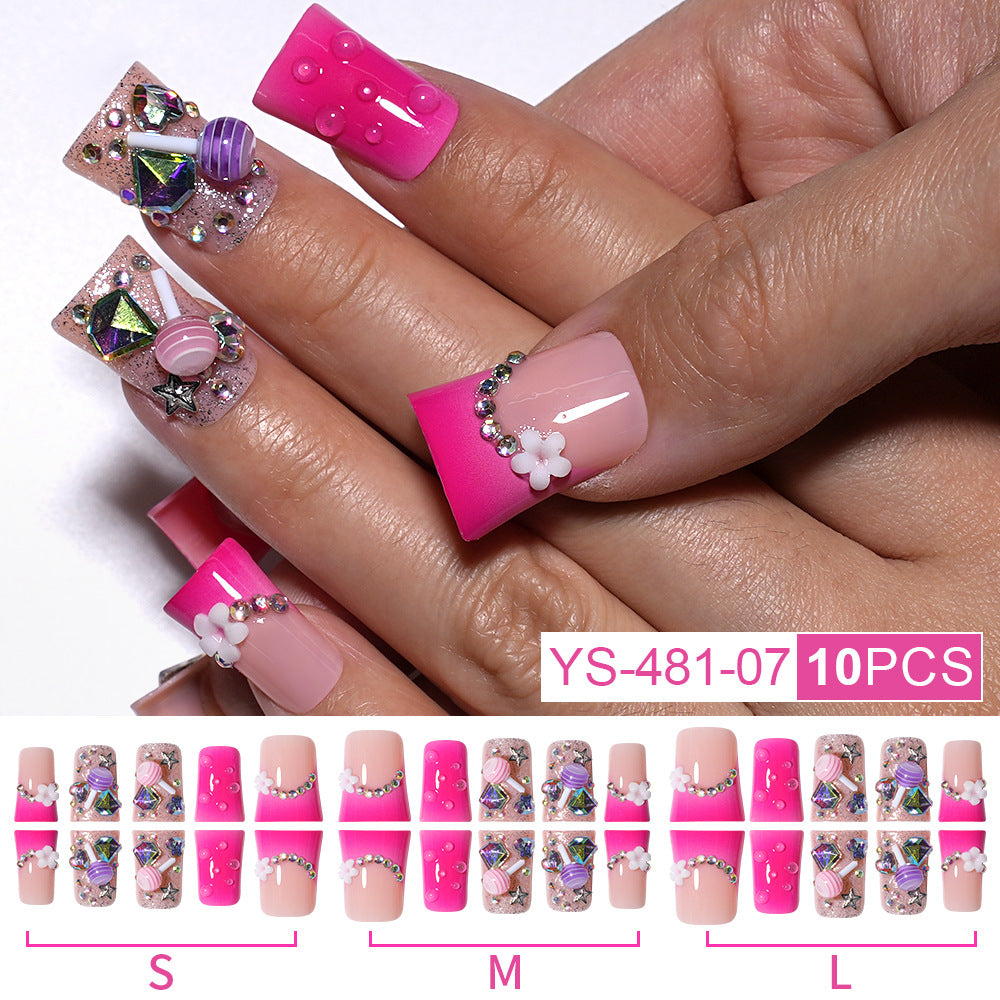 New duck bill nail wearing candy color lollipop duck bill shape  foreign trade hot nail press on nails (MOQ=3)