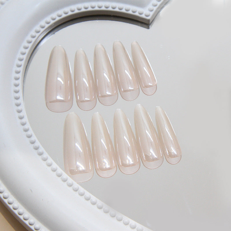 Nail Tips  prefabricated nail press on nails flesh-colored mirror removable nail tracking cat eye long nail patch ｜365nails