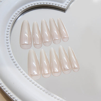 Nail Tips  prefabricated nail press on nails flesh-colored mirror removable nail tracking cat eye long nail patch ｜365nails