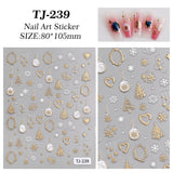 Bronzing Christmas Tree Nail Art Sticker 5D Embossed Three-dimensional Snowflake Christmas Ball DIY Nail Sticker Ornament TJ