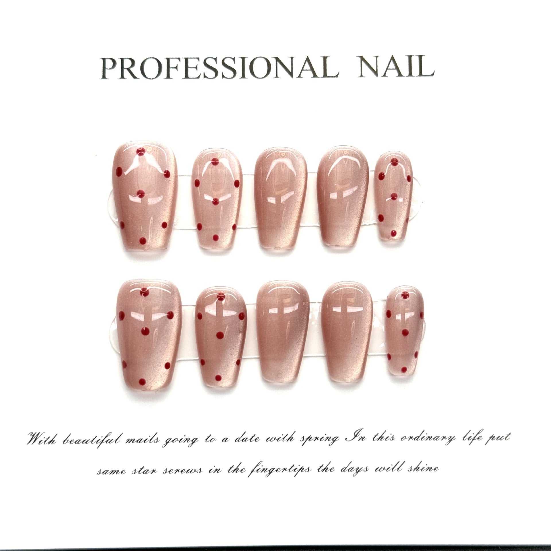 365nails: 장밋빛 도트 – 손그림 도트 수제 코핀형 네일