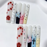 Hand Painted Floral Gradient Luxury Press On Nails