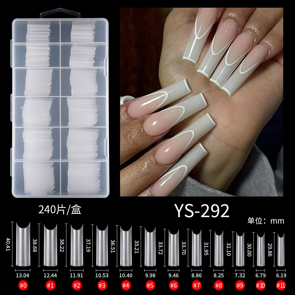 Nail Tips Nail matte, cut-free grinding, semi-sticker, long 240 pieces, boxed transparent water pipe nail patch, fake nail wholesale