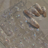 Holographic Shell Light Butterfly Nail Stickers – 3D Embossed Iridescent Set