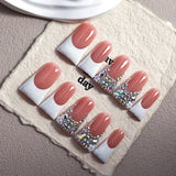 Nude Pink Crystal Duckbill Press-On Nails