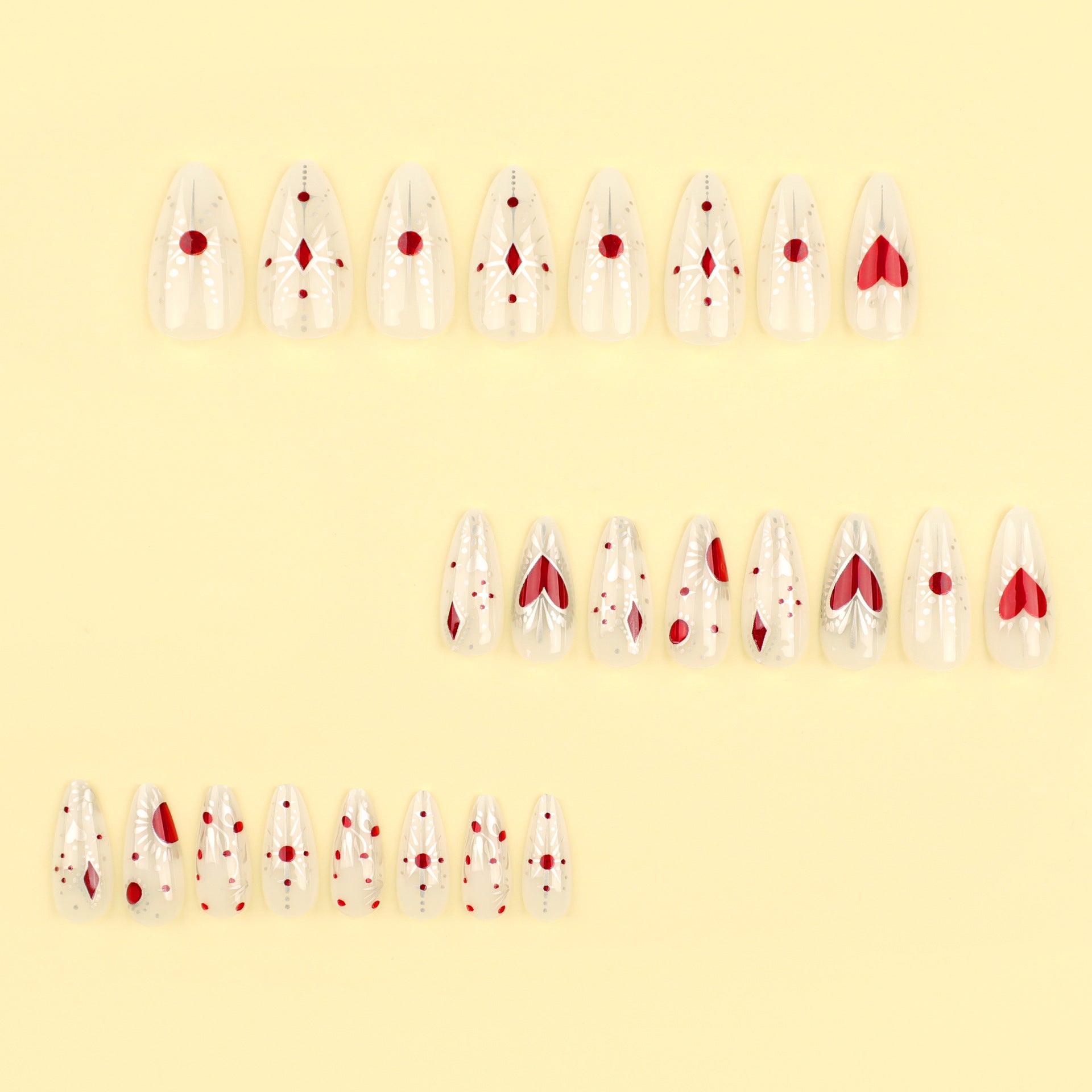Tablettes d'art de faux ongles à coller, amour rouge, tablettes Xingmanicure, en gros｜365nails