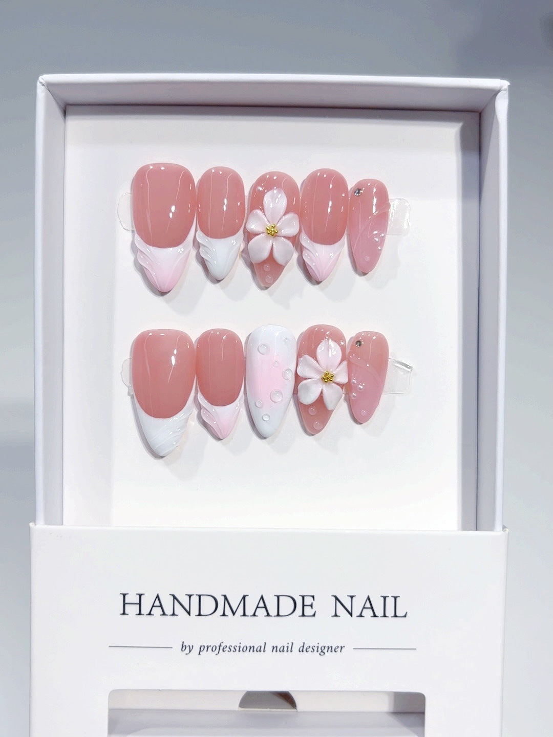 Sakura Petal: "Pink Floral" – Almond Press-On Nails