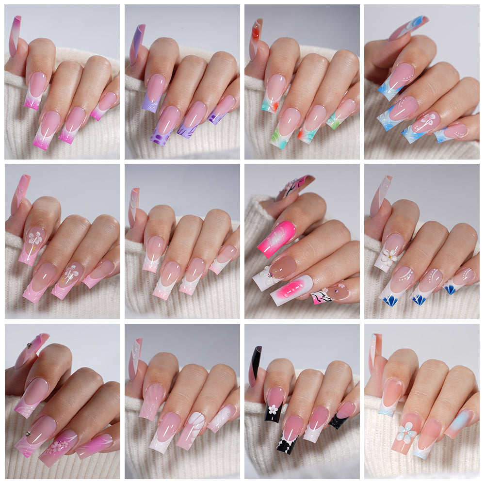 Press on nails advanced sense belt drill three-dimensional detachable nail art Spice girl fake nail press on nails wholesale