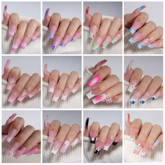 Press on nails advanced sense belt drill three-dimensional detachable nail art Spice girl fake nail press on nails wholesale