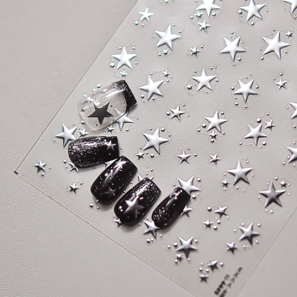 Holographic Star: "Rainbow Sparkle" – 3D Embossed Nail Sticker