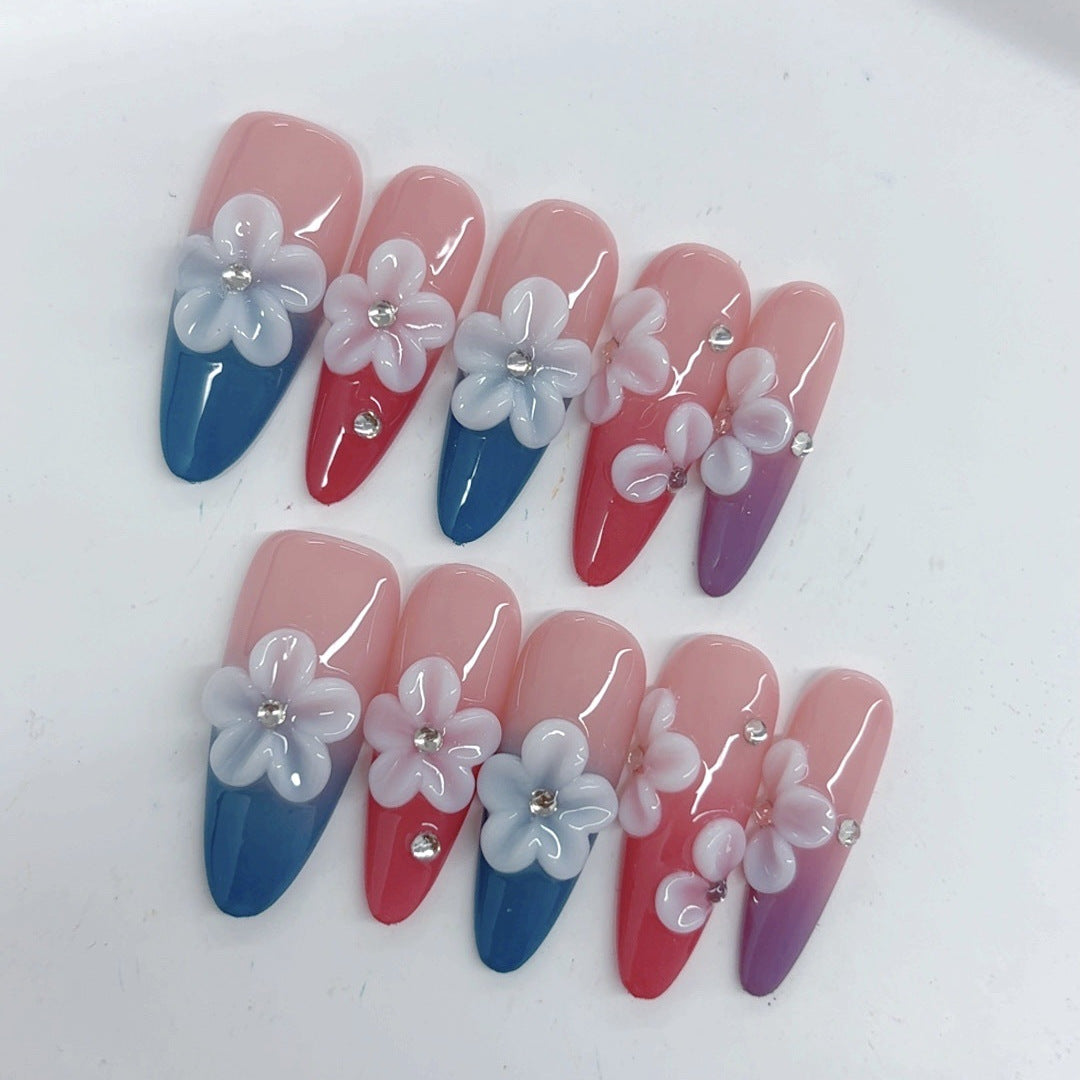 Blossom Dream: "Petal Whisper" – Gradient Almond Press-On Nails