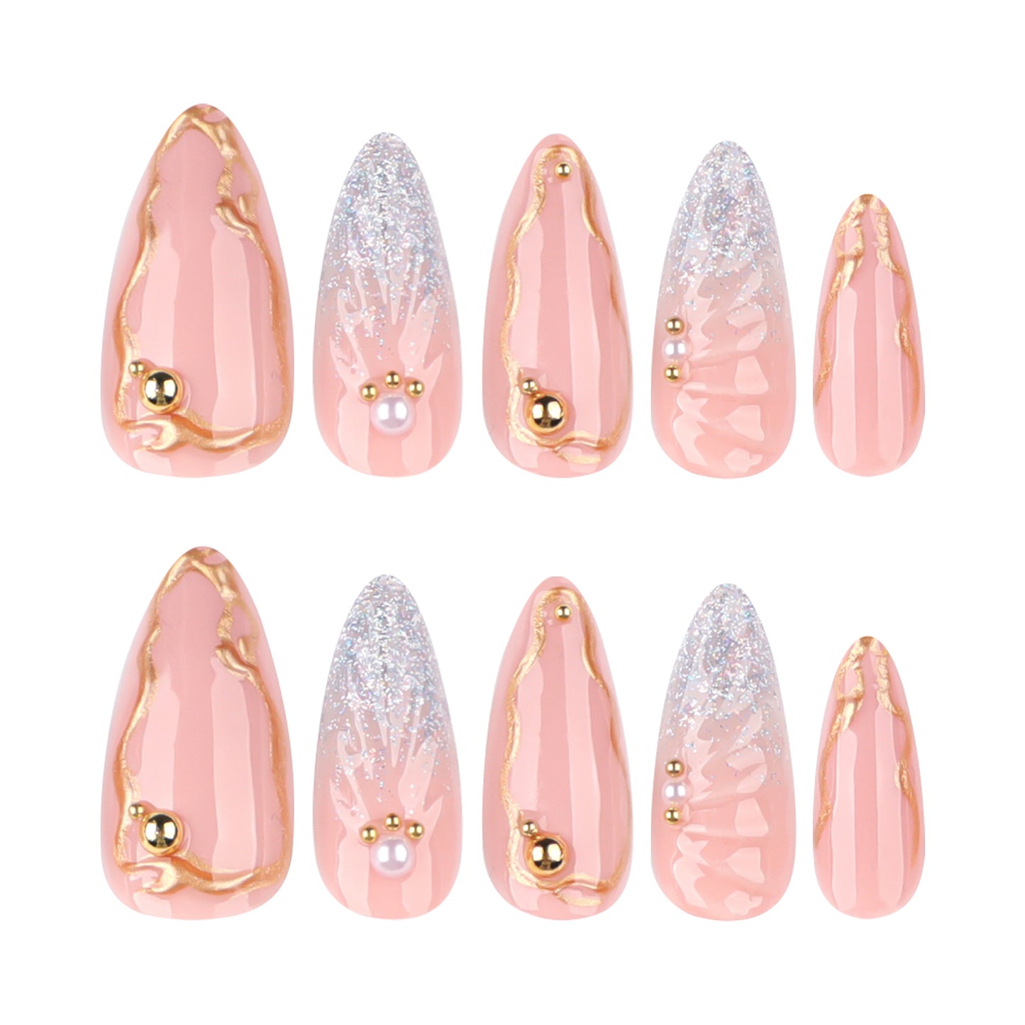hot-selling water drop almond nail art fake nail 3D  hot-selling False Nail ｜365nails