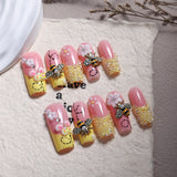 Honey Bee Floral Sweet Crystal Press On Nails