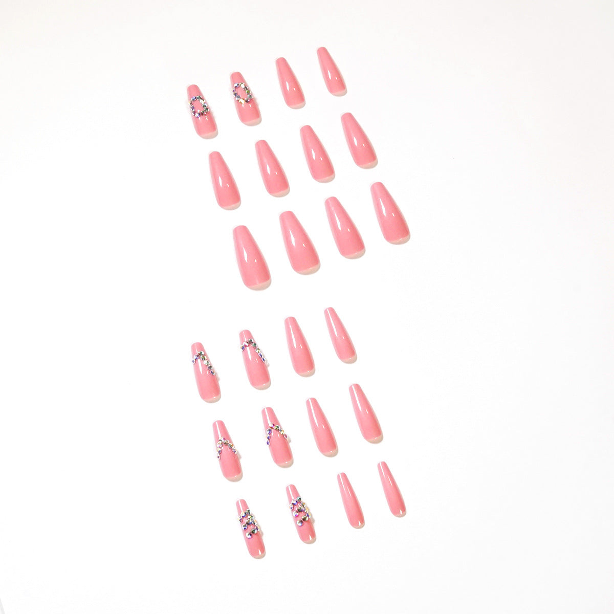 Pó para unhas postiças Long Ballet LOVE Nail Patch Patch removível para unhas ｜365nails