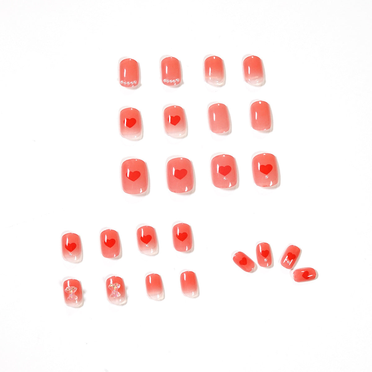 Uñas postizas con diseño de oso rojo, con diseño de roca y azúcar, con diseño de viento, para prensar y quitar (365nails)