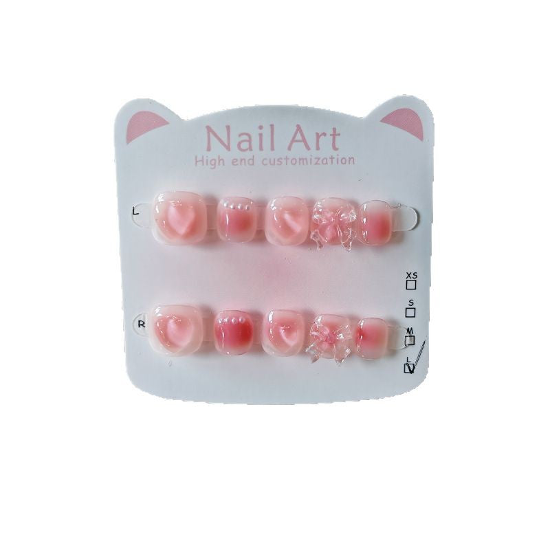 365nails: "peach jelly blush" – short round handmade kids press-on nails