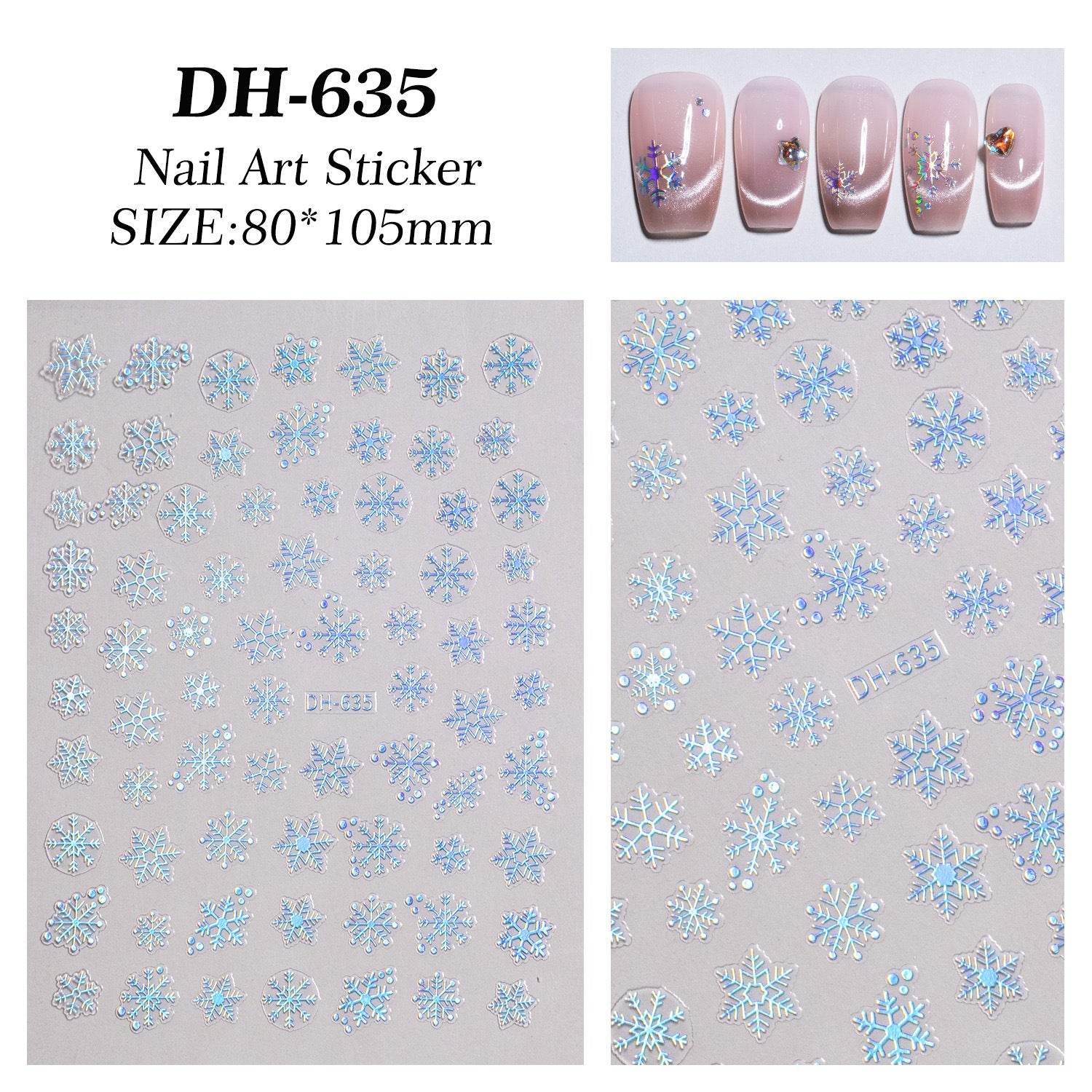 Cross-border Laser Snowflake Nail Art Sticker Flat Hot Silver Christmas Hollow Snowflake Nail Sticker Ornament DH635