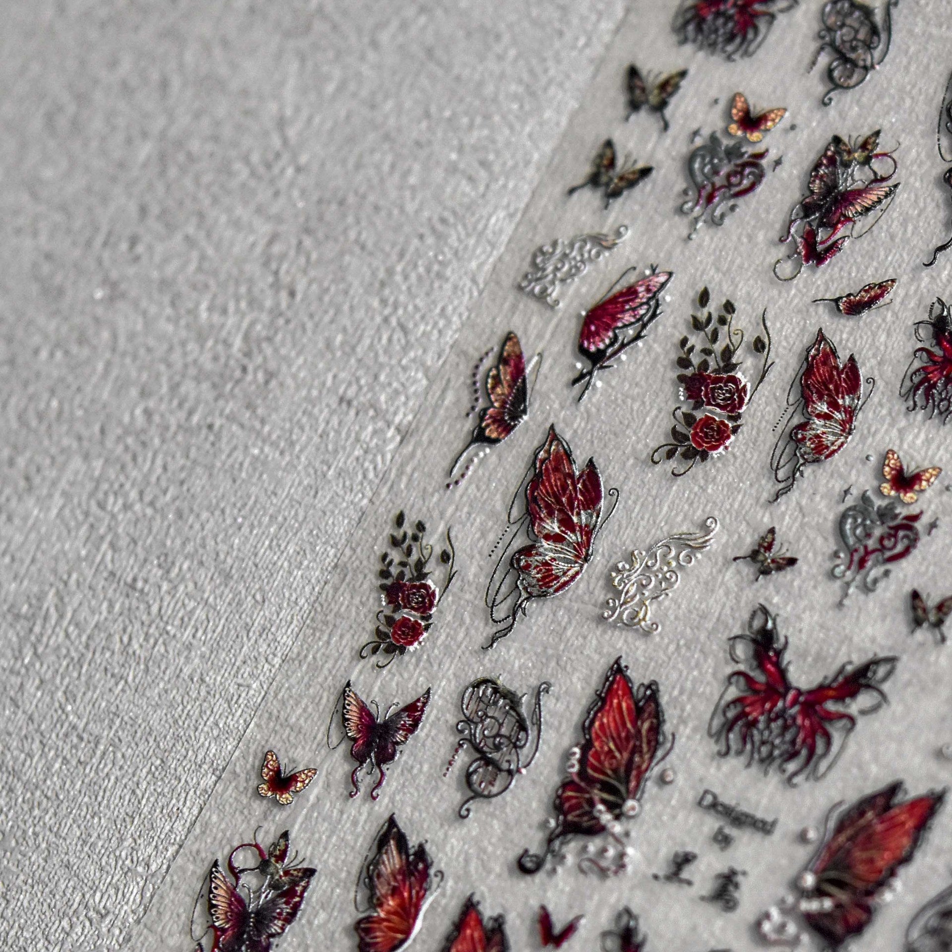 365nails: "Vintage Red Butterfly Crystal Lace" – nail art stickers