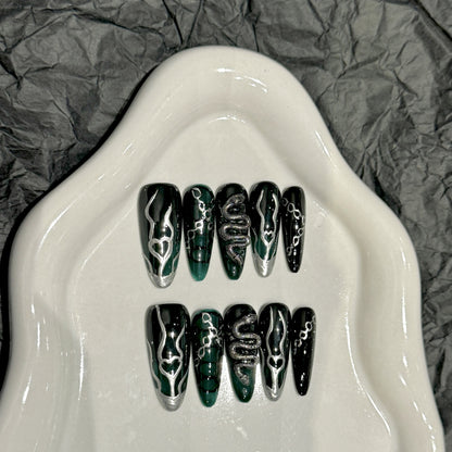 Purely handmade nails, national style, animation sense, contrasting colors, Spice Girl removable manicure | 365nails