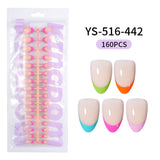 Nail Tips French press on nails  explosion five-color rectangular versatile removable patch manicure 150 pieces fake nail piece