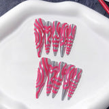 Hot Pink Metallic Wave Statement Press On Nails