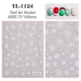 Winter Christmas Snowflake Nail Art Sticker 5D Embossed Three-dimensional White Hollow Snowflake Nail Sticker Ornament YL