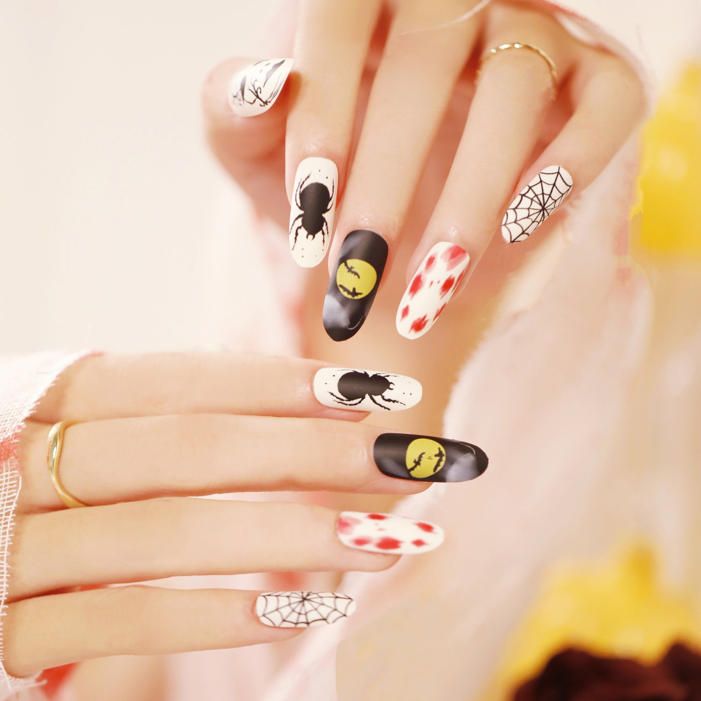 Halloween Round Nail Collection Press on nails Art Finished Products Press on Nails Fake Nails Nail Art Patches Nail Patches｜365nails