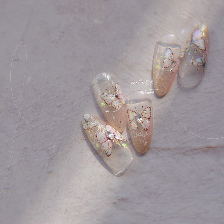 Iridescent Crystal Butterfly: "Holographic Crystal Butterfly" – 5D Embossed Nail Sticker