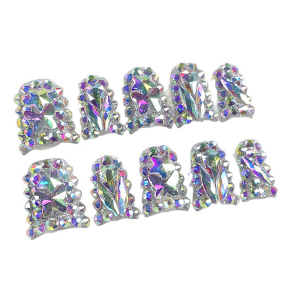 Duckbill Shape nail bursts full of diamonds, sweet and cool babes, Handmade press on nails, wearable fake nail wholesale｜365nails