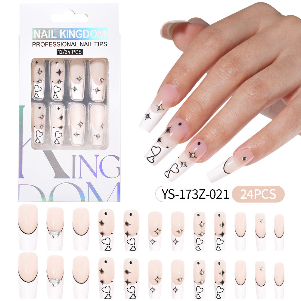 Press on nails fake nail patch extension nail Spice Girl medium rectangle removable 24 pieces with drill manicure