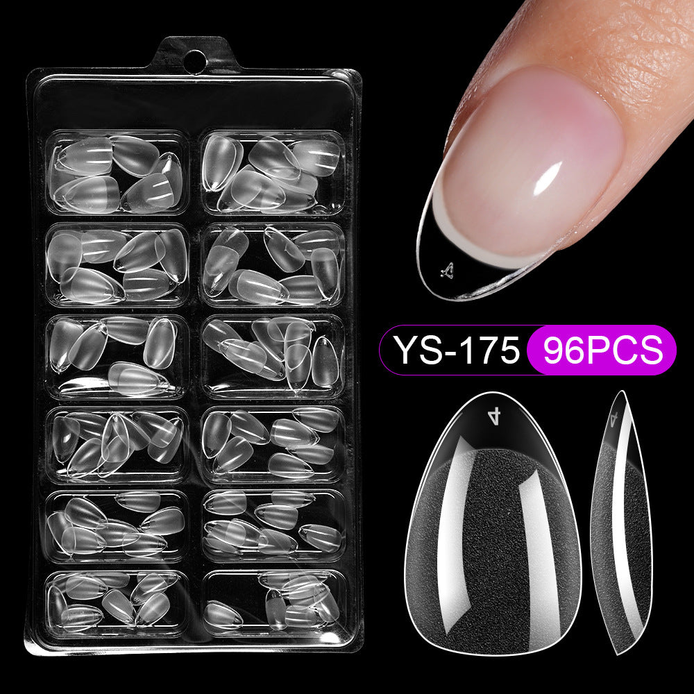 Nail Tips press on nails pads 96 pieces seamless ultra-thin almond fake nail patches removable fully transparent matte extended manicure