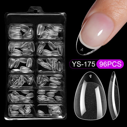Nail Tips press on nails pads 96 pieces seamless ultra-thin almond fake nail patches removable fully transparent matte extended manicure