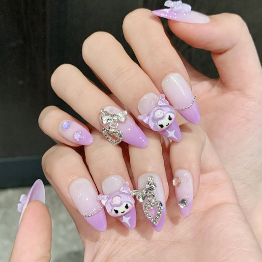 Beautiful girl Kawaii cartoon cute fake nails handmade nails | 365nails