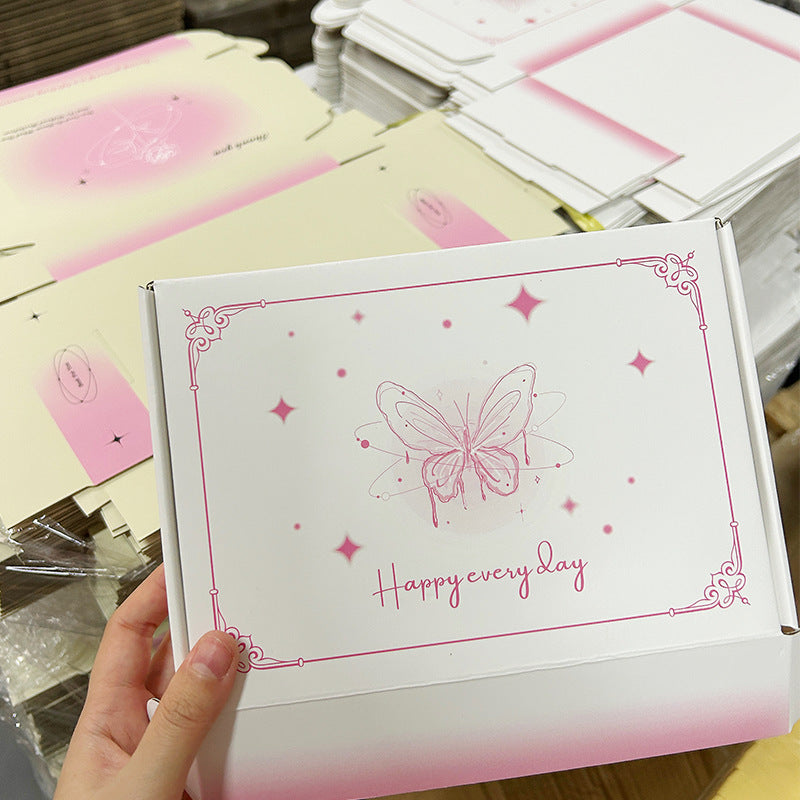 Pink Gradient Corrugated Mailer Box for Press‑On Nails – Sturdy Aesthetic Packaging Box