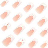 Uñas postizas extraíbles con diseño de flores 3D francesas blancas esmeriladas, diseño de uñas cuadradas medianas y largas con lazo tridimensional | 365nails